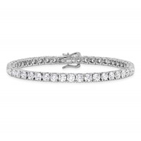 14K White Gold 10 Carat Lab Grown Diamond VS SI+ G+ Complete Round Tennis Bracelet view 3