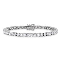 14K White Gold 7.88 Carat Lab Grown Diamond VS SI+ G+ Complete Round Tennis Bracelet view 3