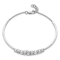 14K White Gold 1.50 Carat Lab Grown Diamond VS SI+ G+ Complete Bangle Bracelet with. Extension, 5" view 2