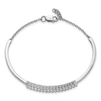 14K White Gold 1 Carat Lab Grown Diamond VS SI+ G+ Bracelet with. Extension Complete Bangle, 5" view 2