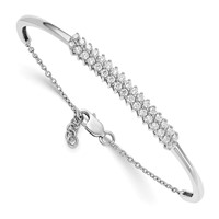 14K White Gold 1 Carat Lab Grown Diamond VS SI+ G+ Bracelet with. Extension Complete Bangle, 5" view 1