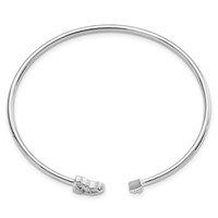 14K White Gold 0.20 Carat Lab Grown Diamond VS SI+ G+ Complete Celtic Knot Cuff Flexible Bangle Bracelet view 2