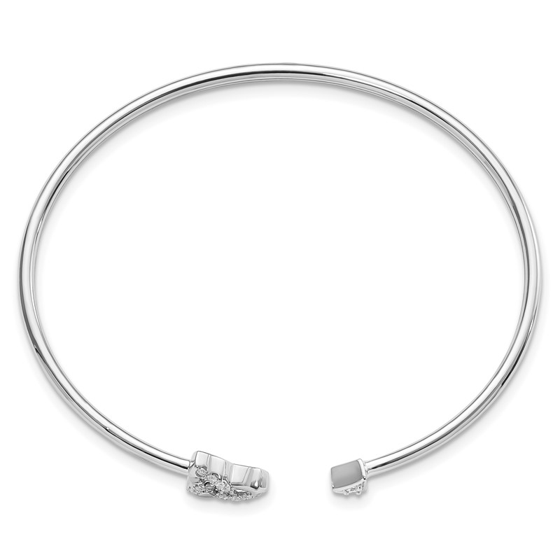 14k White Gold 1/5 carat Lab Grown Diamond VS/SI+ G+ Celtic Knot Cuff Flexible Bangle Bracelet