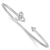 14K White Gold 0.20 Carat Lab Grown Diamond VS SI+ G+ Complete Celtic Knot Cuff Flexible Bangle Bracelet view 1