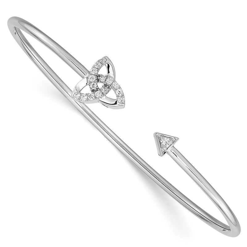 14k White Gold 1/5 carat Lab Grown Diamond VS/SI+ G+ Celtic Knot Cuff Flexible Bangle Bracelet