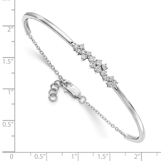 14k White Gold Complete 1/2 carat Diamond Half-Bangle 7 inch Bracelet with 0.5 inch Extender