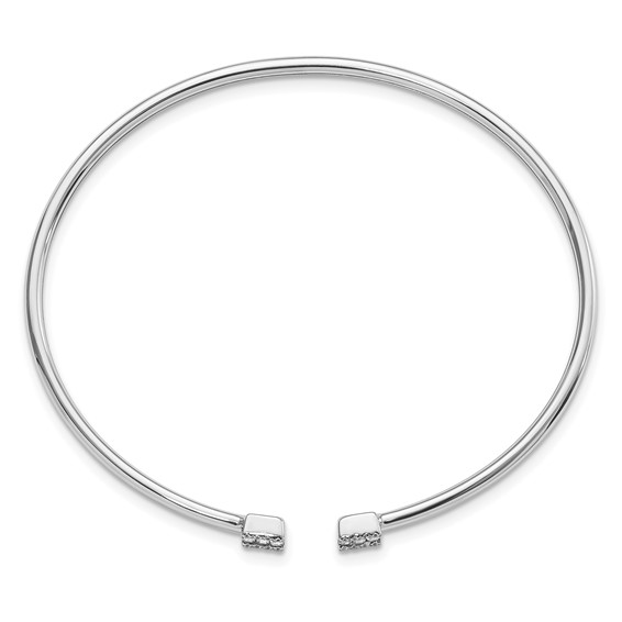 14k White Gold Complete 1/4 carat Diamond Square Flexible Cuff Bangle Bracelet