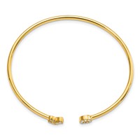 14K Yellow Gold 0.20 Carat Lab Grown Diamond VS SI+ G+ Complete X and O Cuff Flexible Bangle Bracelet view 2