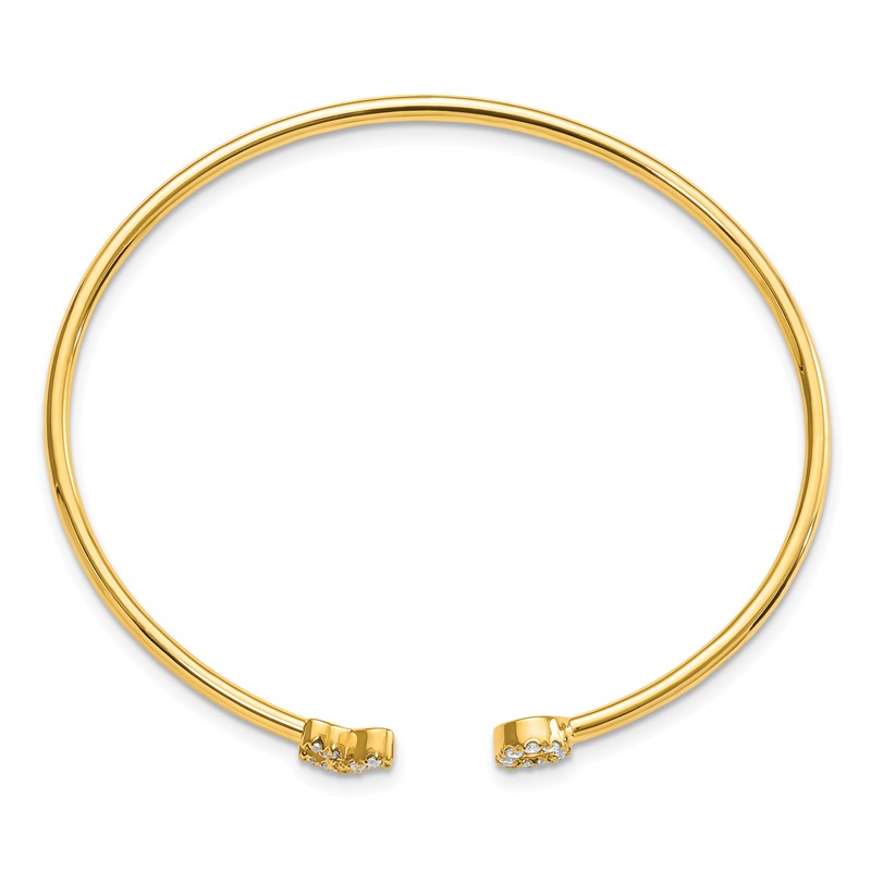 14k 1/5 carat Lab Grown Diamond VS/SI+ G+ X and O Cuff Flexible Bangle Bracelet