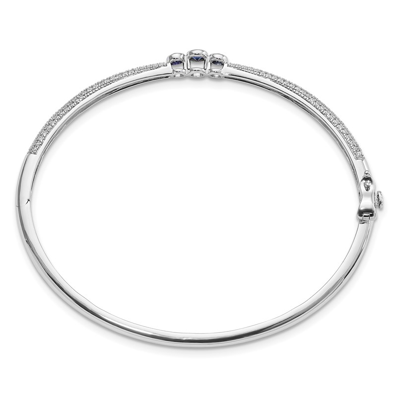 14k White Gold 7/8 carat Lab Grown Diamond VS/SI+ G+ and Lab Created Ruby Bangle Bracelet