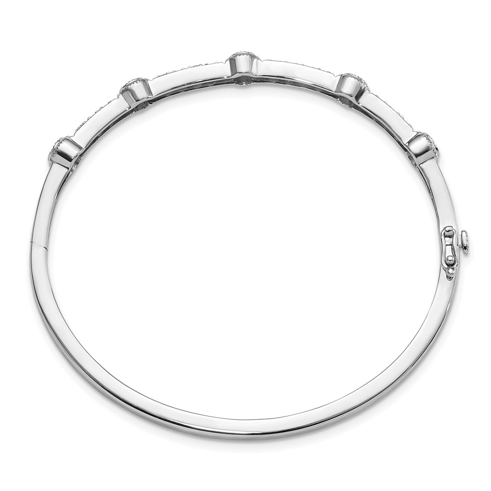 True Origin 14k White Gold 1 carat Lab Grown Diamond VS D E F Medium 7 inch Fancy Bangle (BM8603-108-MD-WLD)
