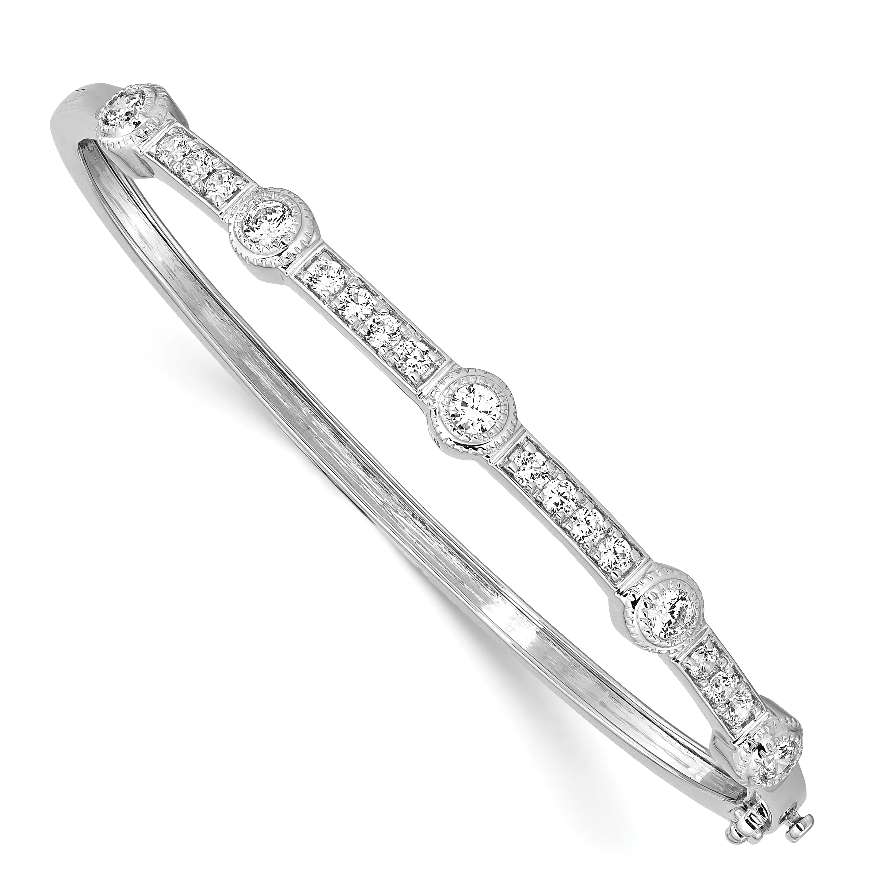 True Origin 14k White Gold 1 carat Lab Grown Diamond VS D E F Medium 7 inch Fancy Bangle (BM8603-108-MD-WLD)