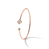 14K Rose Gold 0.17 Carat Lab Grown Diamond VS SI+ G+ Complete Floral Flexible Bangle Bracelet view 5