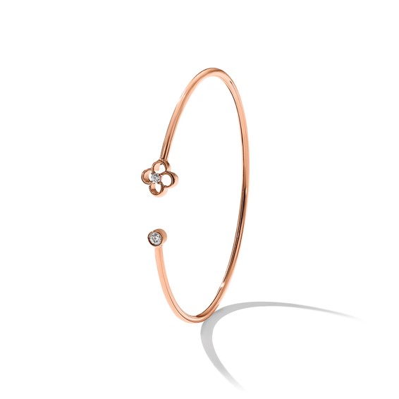 Gold Diamond Flower Cuff Bangles