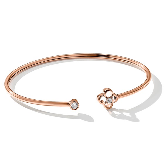 Gold Diamond Flower Cuff Bangles