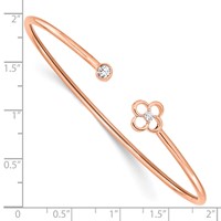 14K Rose Gold 0.17 Carat Lab Grown Diamond VS SI+ G+ Complete Floral Flexible Bangle Bracelet view 3