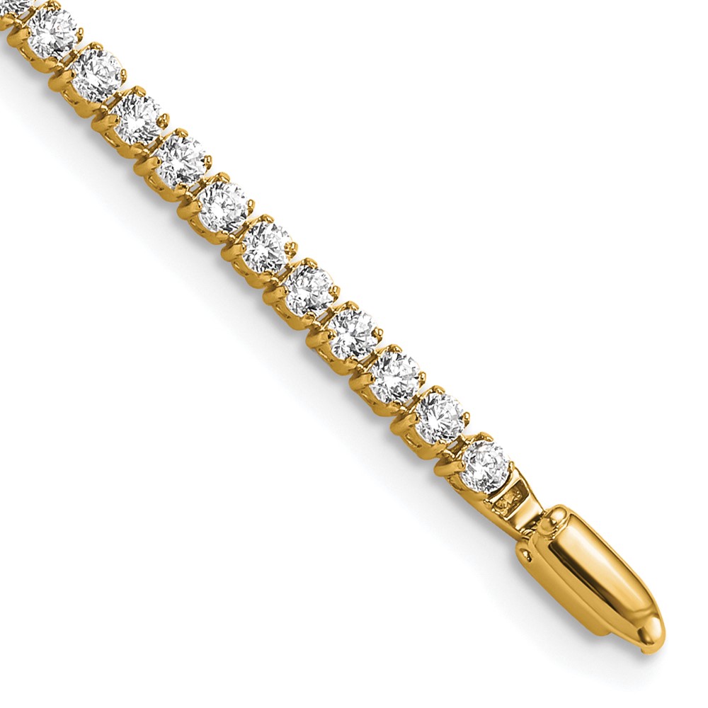 14K Yellow Gold 3.20 Carat Lab Grown Diamond VS SI+ G+ Complete Round Tennis Bracelet
