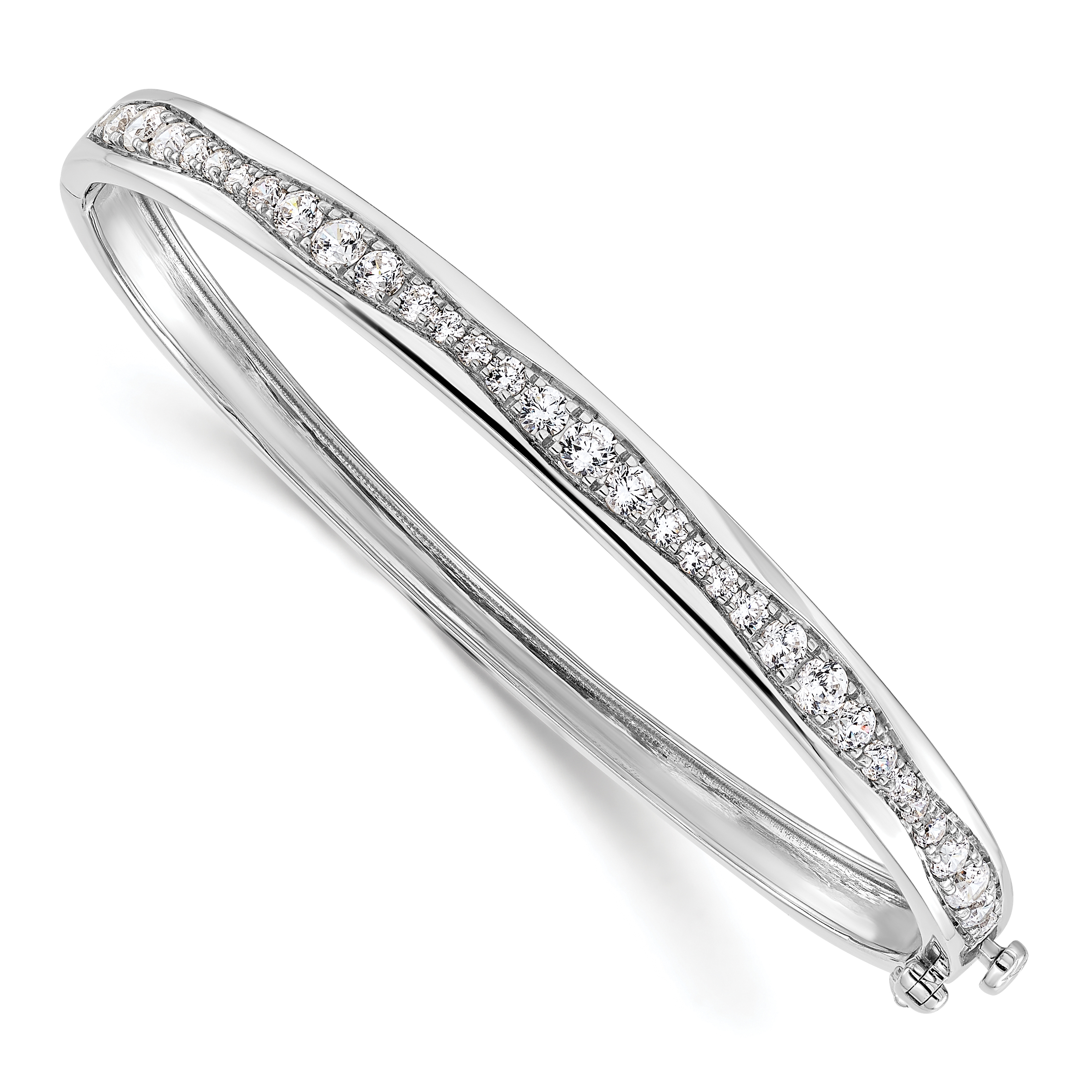 True Origin 14k White Gold 1 5/8 carat Lab Grown Diamond VS D E F 6.75 inch Bangle (BM9378-180-WLD)