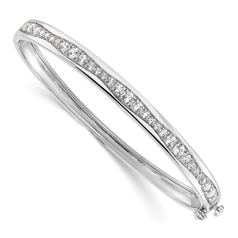True Origin 14k White Gold 1 5/8 carat Lab Grown Diamond VS D E F 6.75 inch Bangle