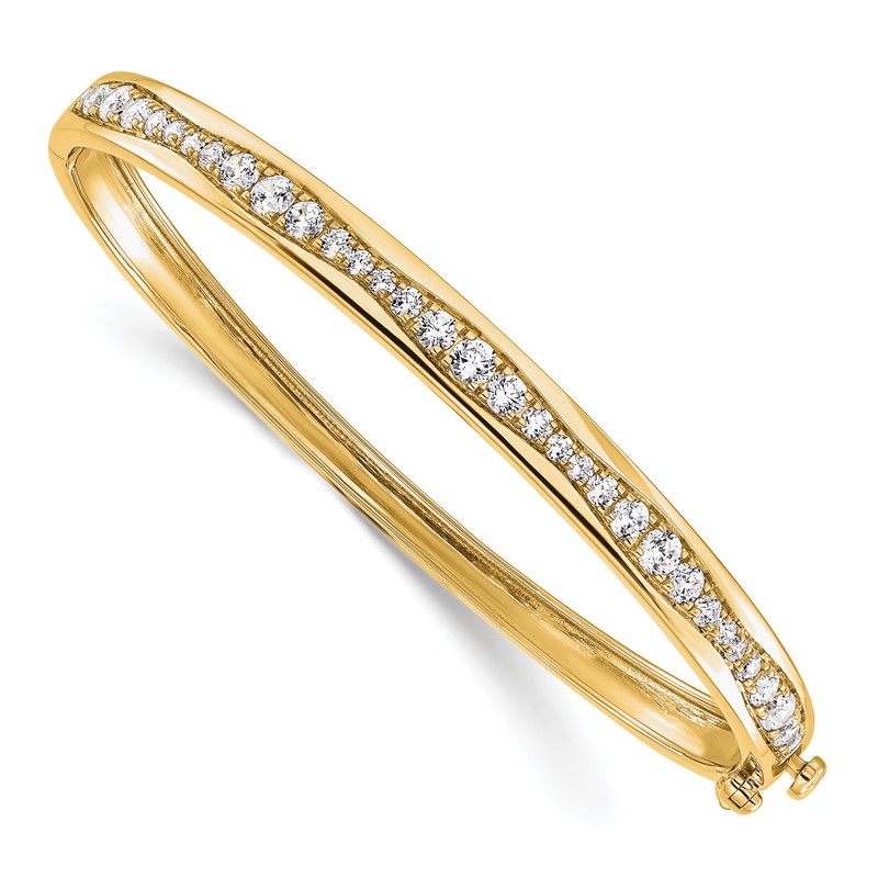 True Origin 14k 1 5/8 carat Lab Grown Diamond VS D E F 6.75 inch Bangle