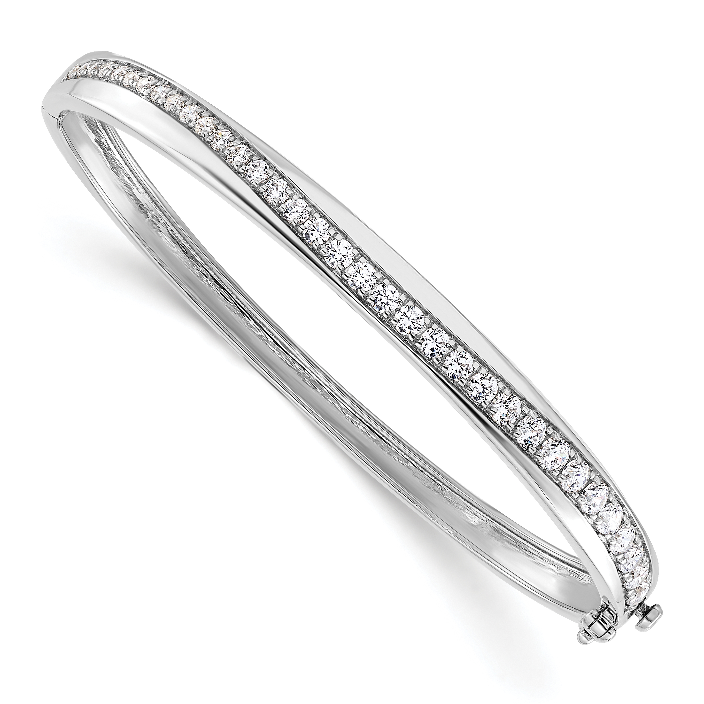 True Origin 14k White Gold 1 5/8 carat Lab Grown Diamond VS D E F 6.75 inch Bangle (BM9383-162-WLD)