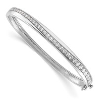 True Origin 14K White Gold 1.62 Carat Lab Grown Diamond VS+ F+ Complete Bangle, 6.75" view 1