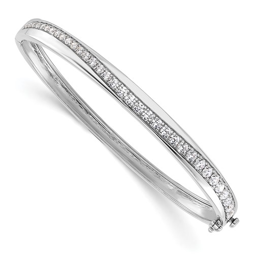 True Origin 14K White Gold 1.62 Carat Lab Grown Diamond VS+ F+ Complete Bangle, 6.75"
