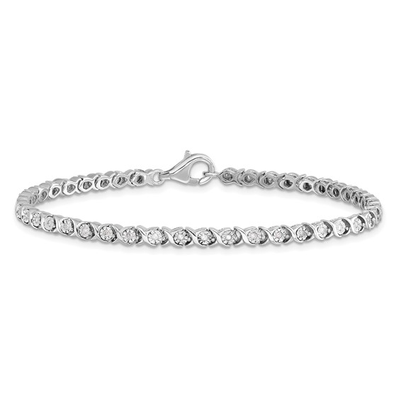 14k White Gold 1/4 carat Lab Grown Diamond VS/SI+ G+ Complete 7 inch Fancy Tennis Bracelet