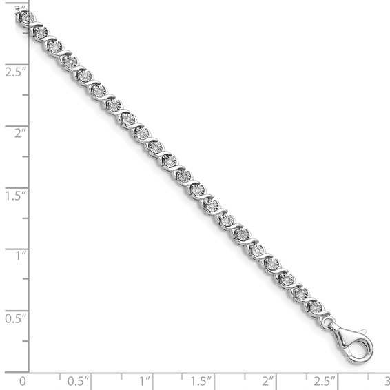 14k White Gold 1/4 carat Lab Grown Diamond VS/SI+ G+ Complete 7 inch Fancy Tennis Bracelet
