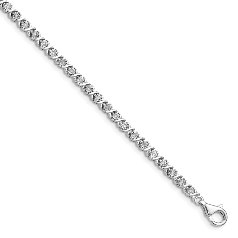 14k White Gold 1/4 carat Lab Grown Diamond VS/SI+ G+ 7 inch Fancy Tennis Bracelet