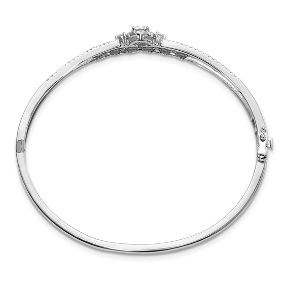 14k White Gold 1 carat Lab Grown Diamond VS/SI+ G+ Double Strand Infinity and Round Complete Bangle Bracelet