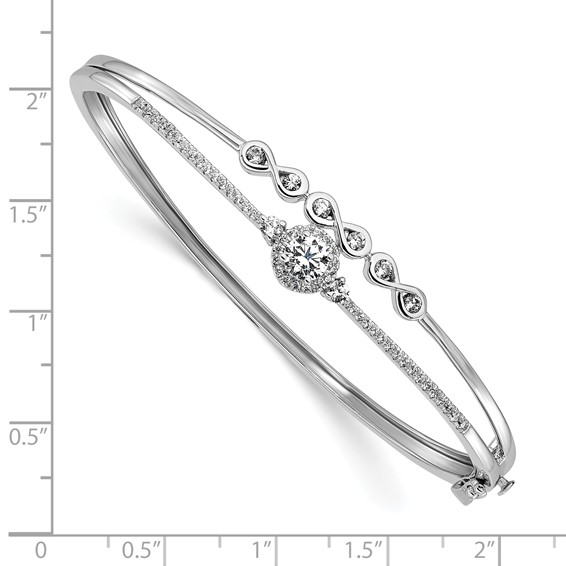 14k White Gold 1 carat Lab Grown Diamond VS/SI+ G+ Double Strand Infinity and Round Complete Bangle Bracelet