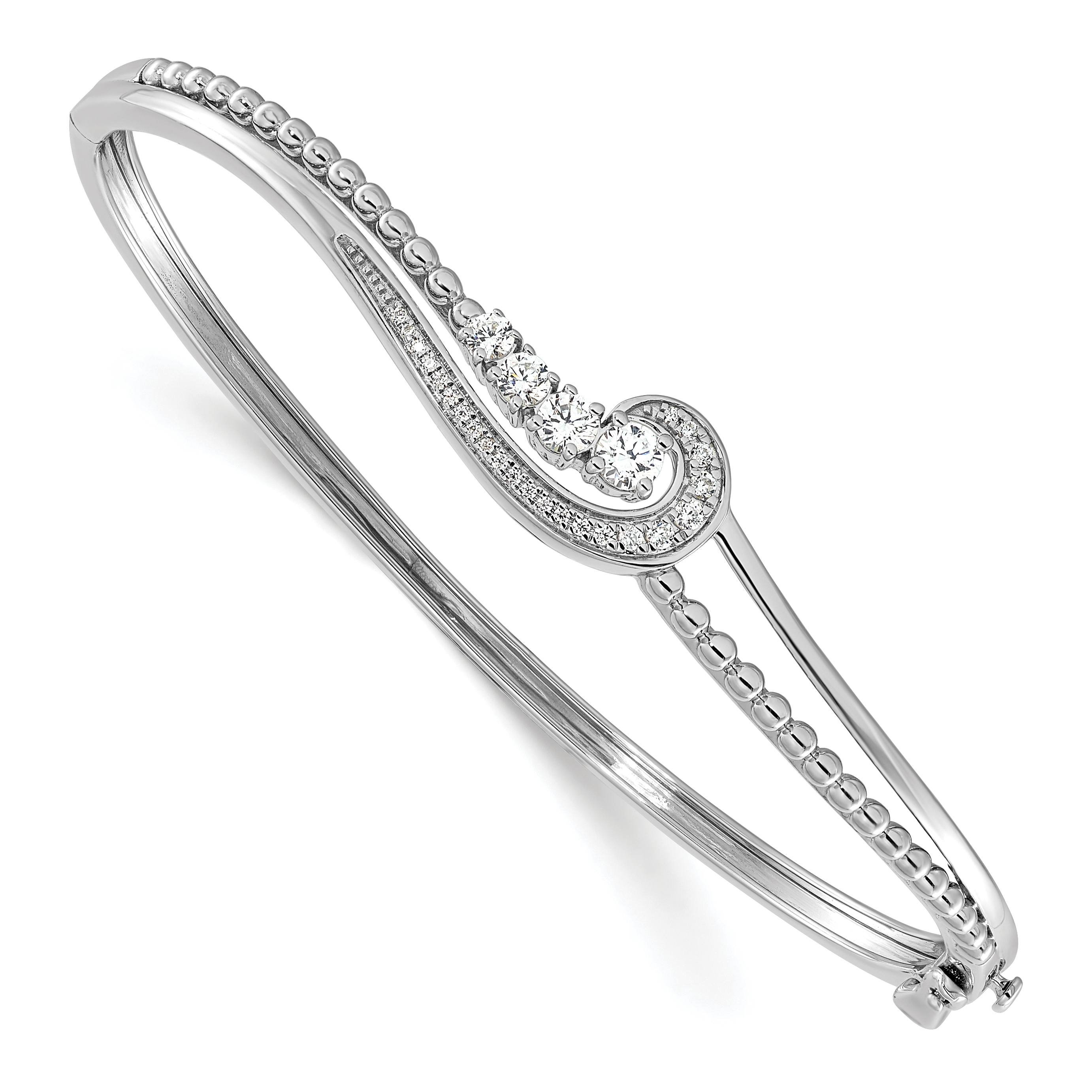 14k White Gold 1/2 carat Lab Grown Diamond VS/SI+ G+ Swirl Bangle Bracelet (BM9694-050-WLG)