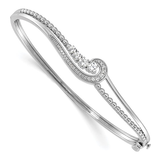 14k White Gold 1/2 carat Lab Grown Diamond VS/SI+ G+ Complete Swirl Bangle Bracelet