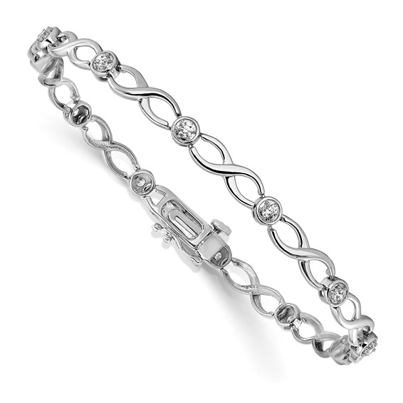 14k White Gold 1/2 carat Lab Grown Diamond VS/SI+ G+ Complete 7.25 inch Infinity Bracelet