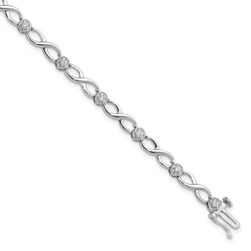 14K White Gold 0.50 Carat Lab Grown Diamond VS SI+ G+ Complete Infinity Bracelet, 7.25"
