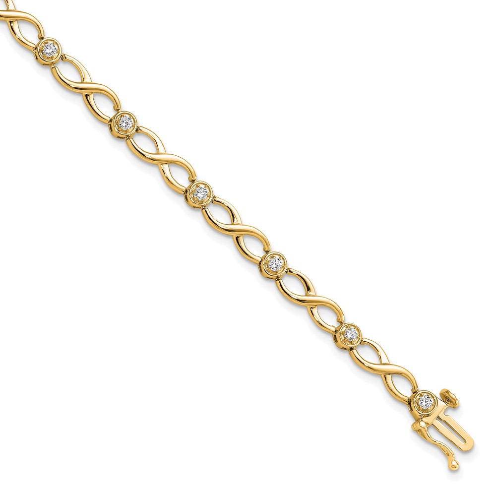 14K Yellow Gold 0.50ct Lab Grown Dia VS SI+ G+ Comp Infinity Bracelet, 7.25"