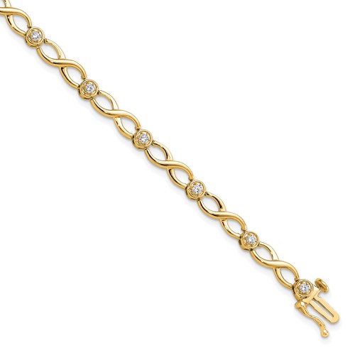 14K Yellow Gold 0.50ct Lab Grown Dia VS SI+ G+ Comp Infinity Bracelet, 7.25"