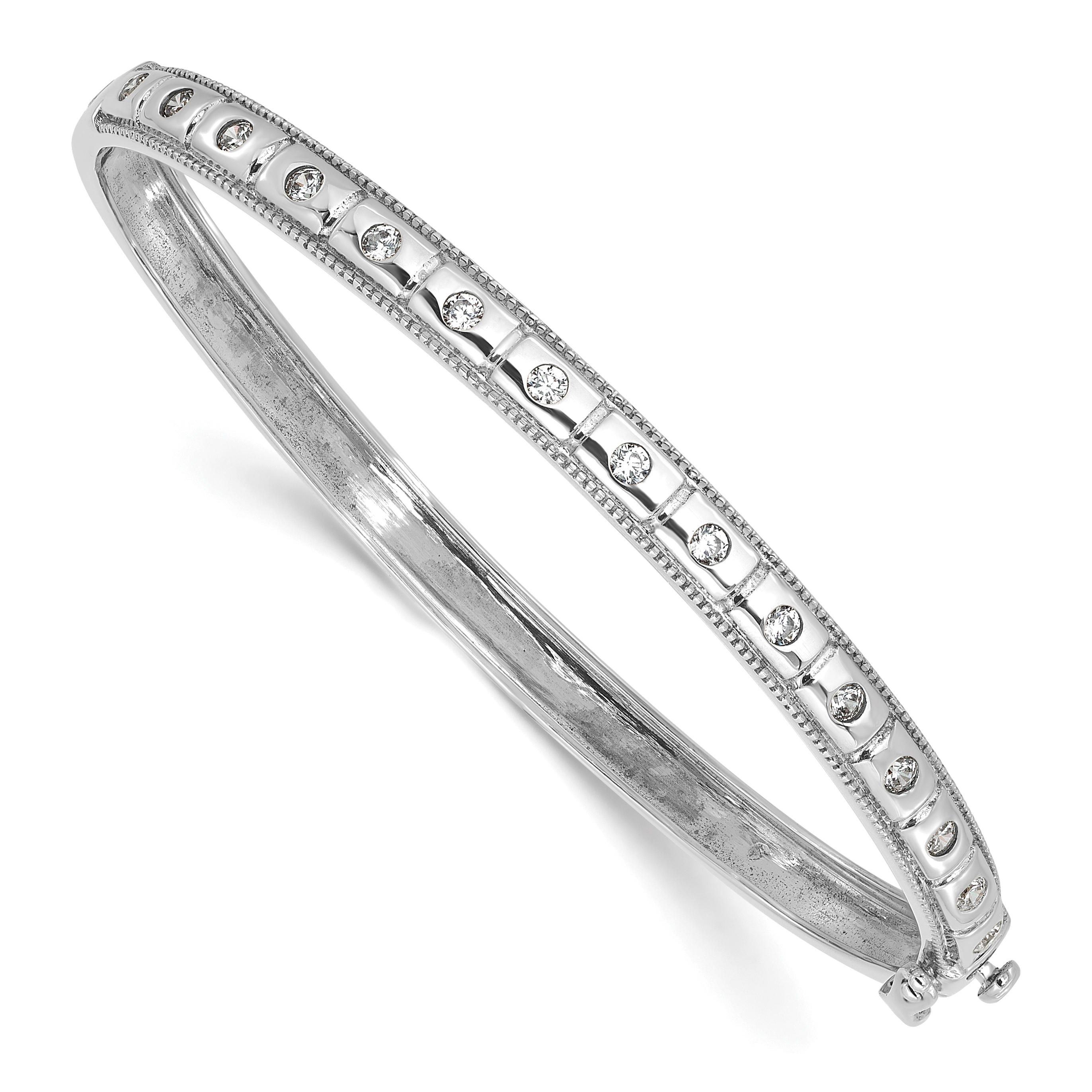 True Origin 14k White Gold 1/2 carat Lab Grown Diamond VS D E F 6.75 inch Bangle (BM9953-052-WLD)