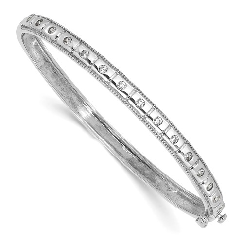 True Origin 14K White Gold 0.50 Carat Lab Grown Diamond VS+ F+ Complete Bangle, 6.75"
