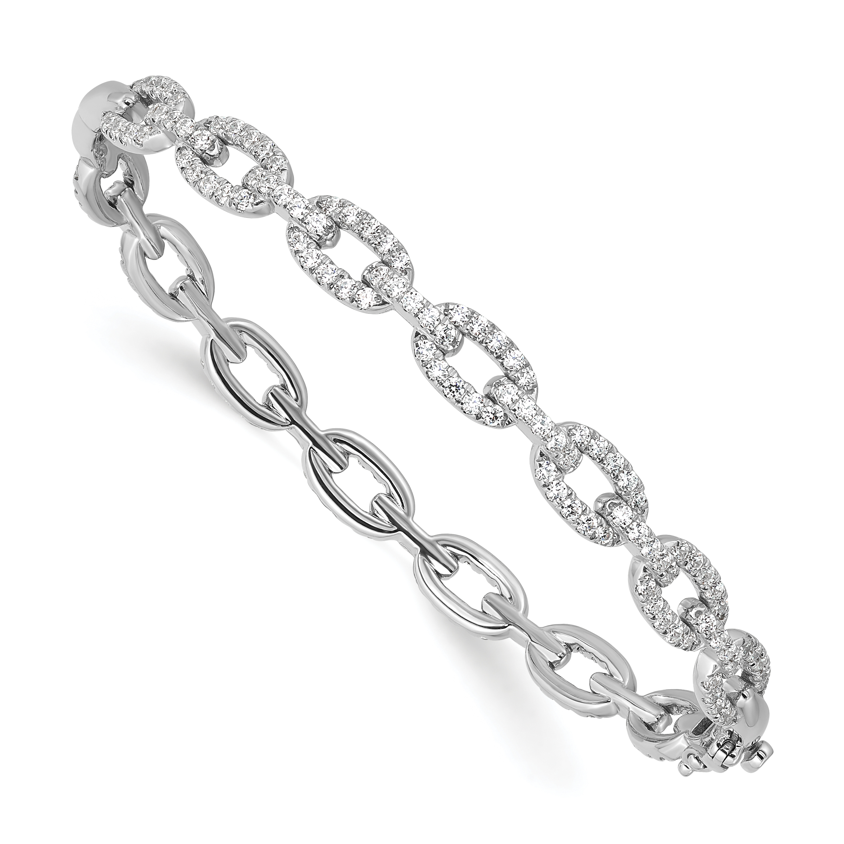 True Origin 14k White Gold 2 1/6 carat Lab Grown Diamond VS DEF 7 inch Link Bangle (BM9954-217-WLD)