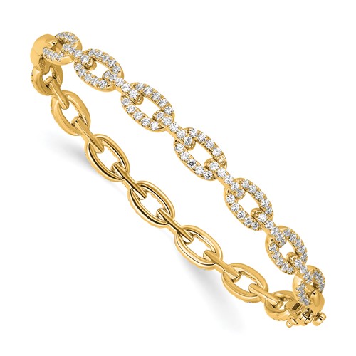 True Origin 14K Yellow Gold 2.17 Carat Lab Grown Diamond VS+ F+ Complete Link Bracelet, 7"