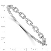 True Origin 14K White Gold 1 Carat Lab Grown Diamond VS+ F+ Complete Link Bangle, 6.75" view 3