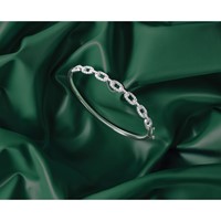True Origin 14K White Gold 1 Carat Lab Grown Diamond VS+ F+ Complete Link Bangle, 6.75" view 5