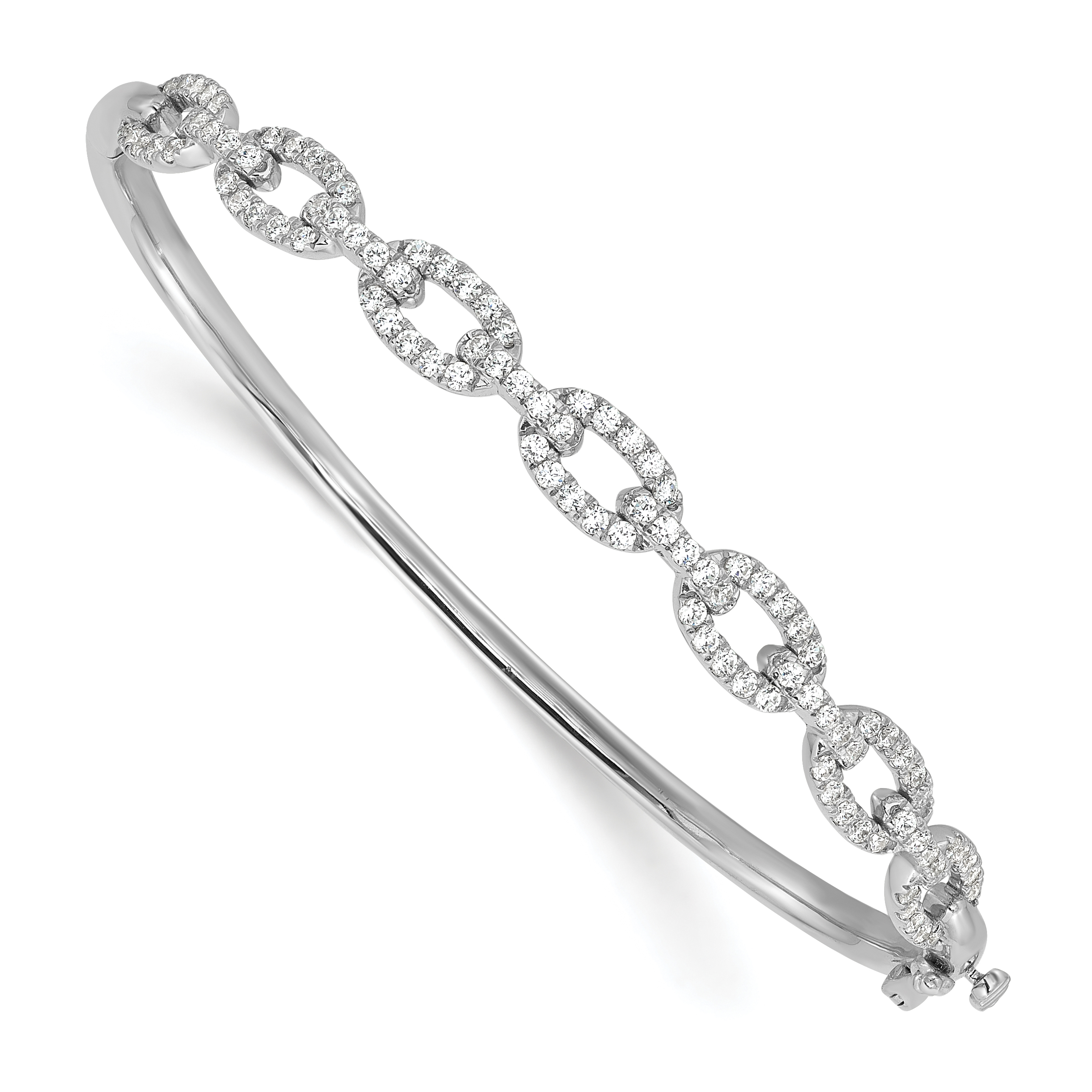 True Origin 14k White Gold 2 1/6 carat Lab Grown Diamond VS D E F 6.75 inch Fancy Link Bangle (BM9955-108-WLD)