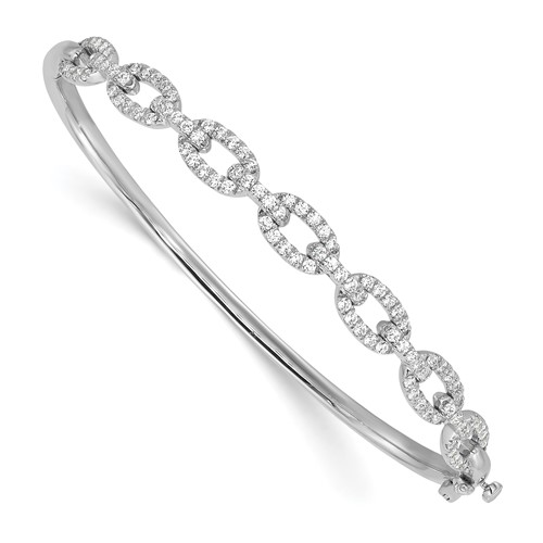 True Origin 14K White Gold 1 Carat Lab Grown Diamond VS+ F+ Complete Link Bangle, 6.75"