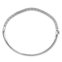 True Origin 14K White Gold 1 Carat Lab Grown Diamond VS+ F+ Complete Wavy Bangle, 6.75" view 2