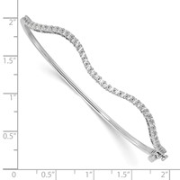 True Origin 14K White Gold 1 Carat Lab Grown Diamond VS+ F+ Complete Wavy Bangle, 6.75" view 3