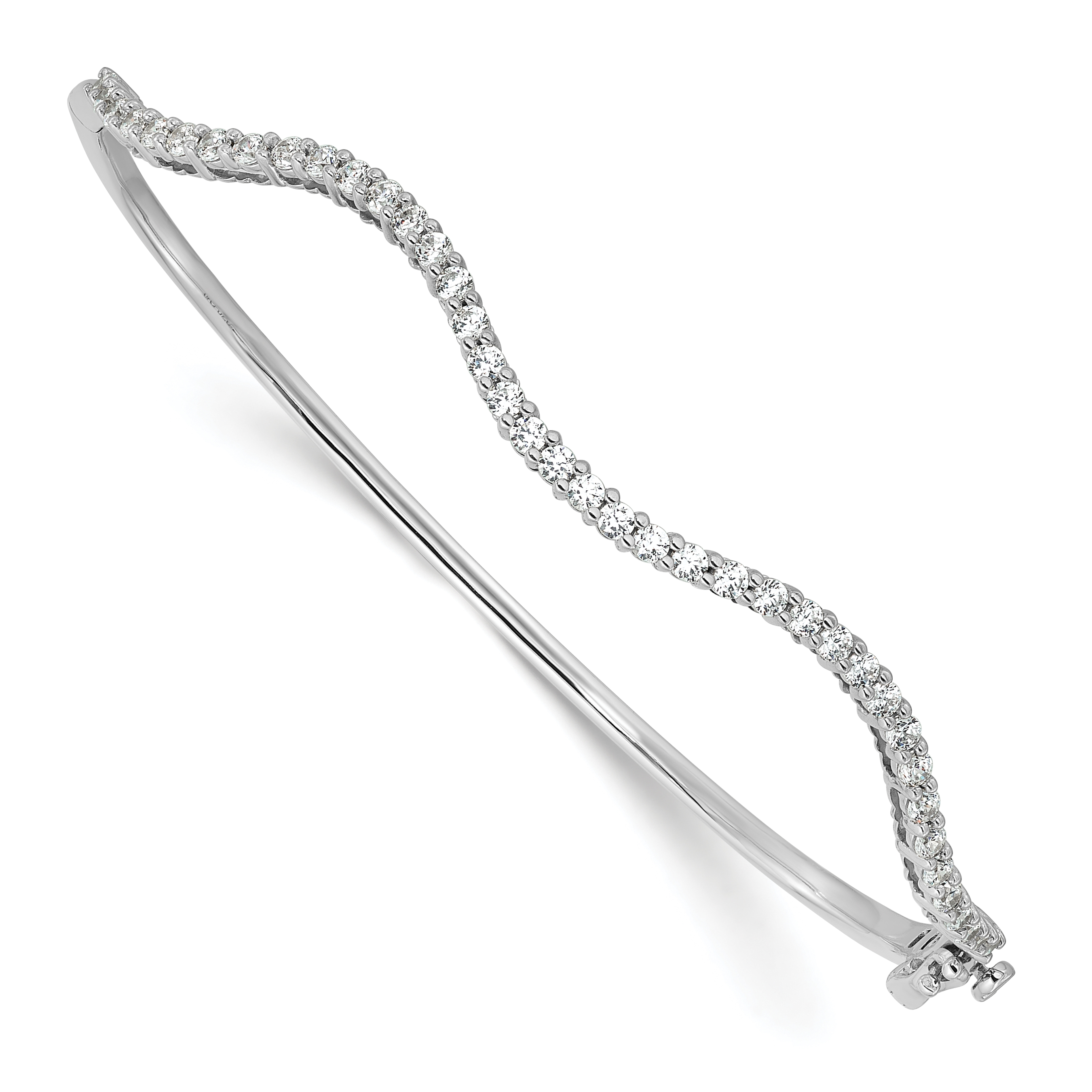 True Origin 14k White Gold 1 carat Lab Grown Diamond VS D E F 6.75 inch Fancy Wavy Bangle (BM9956-101-WLD)