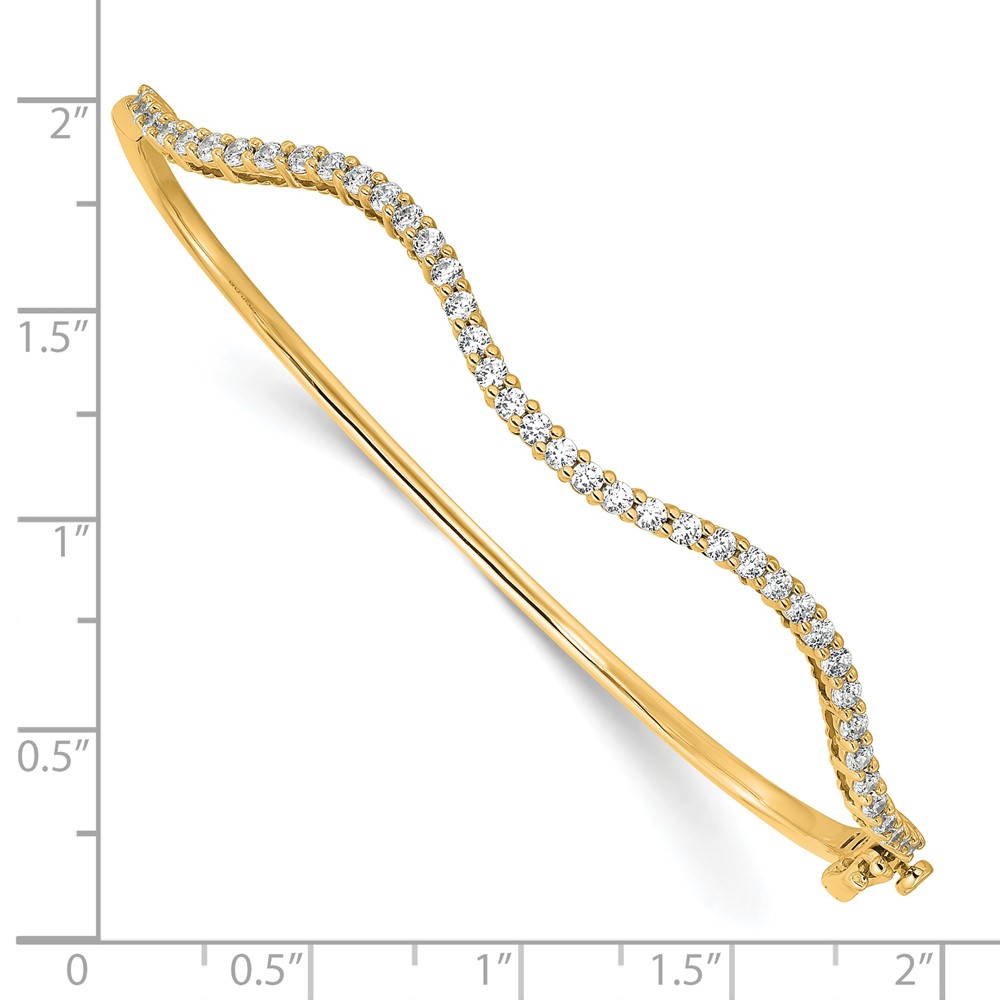 True Origin 14k 1 carat Lab Grown Diamond VS D E F 6.25 inch Fancy Wavy Bangle (BM9956-101-YLD)
